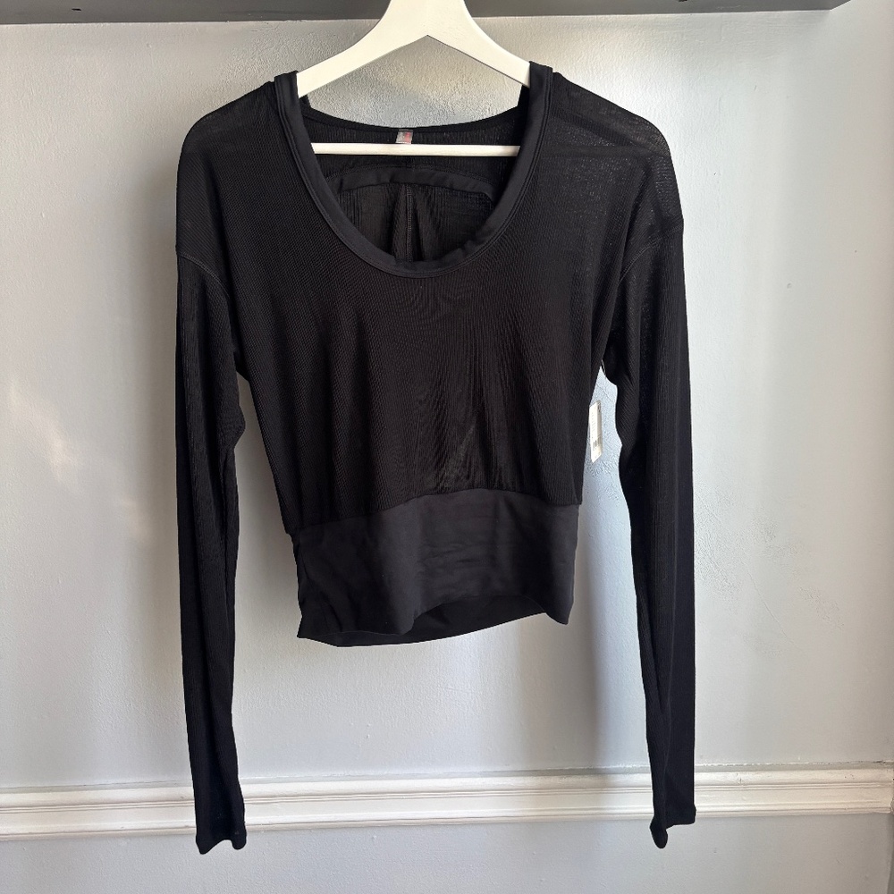 NWT Free People Movement Cutout Layer Top. Hoodie. Black. Small.